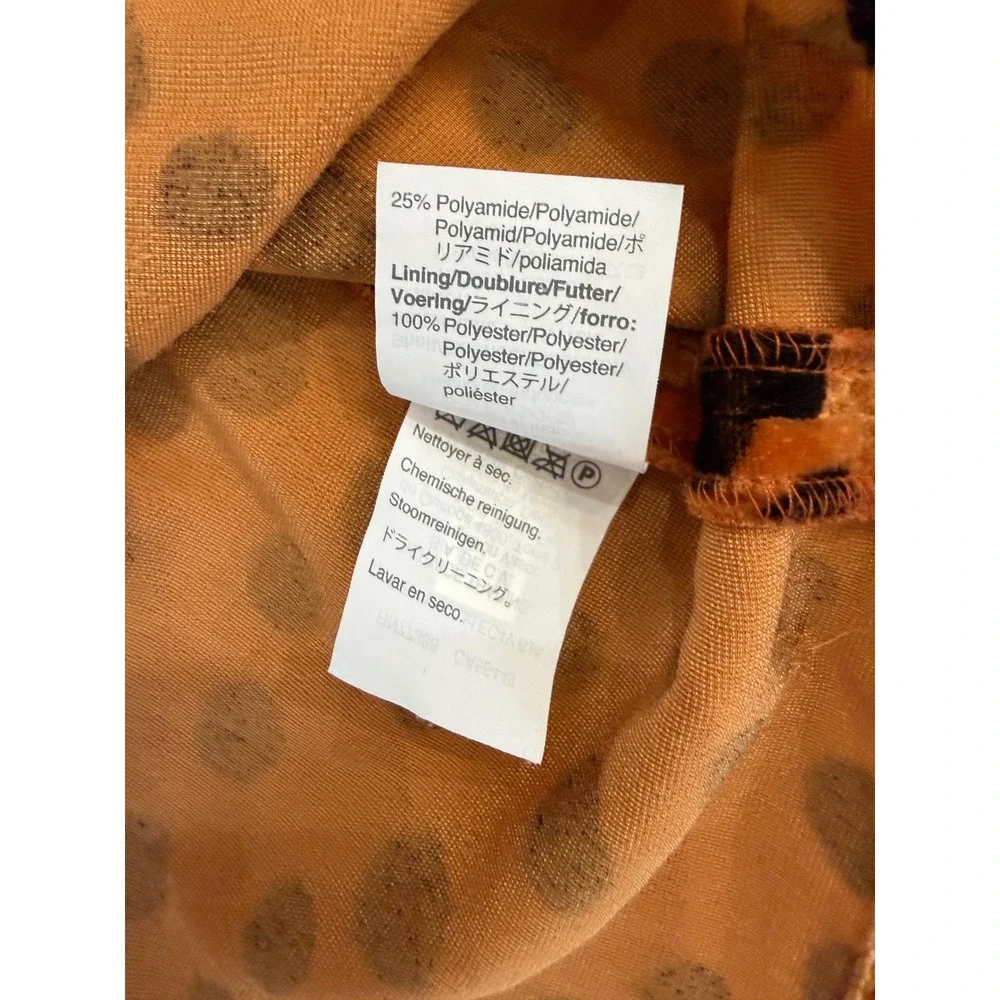 Madewell Velvet Top Womens XS Burnt Orange Polka Dot Ruffle Sleeve Excellent‎